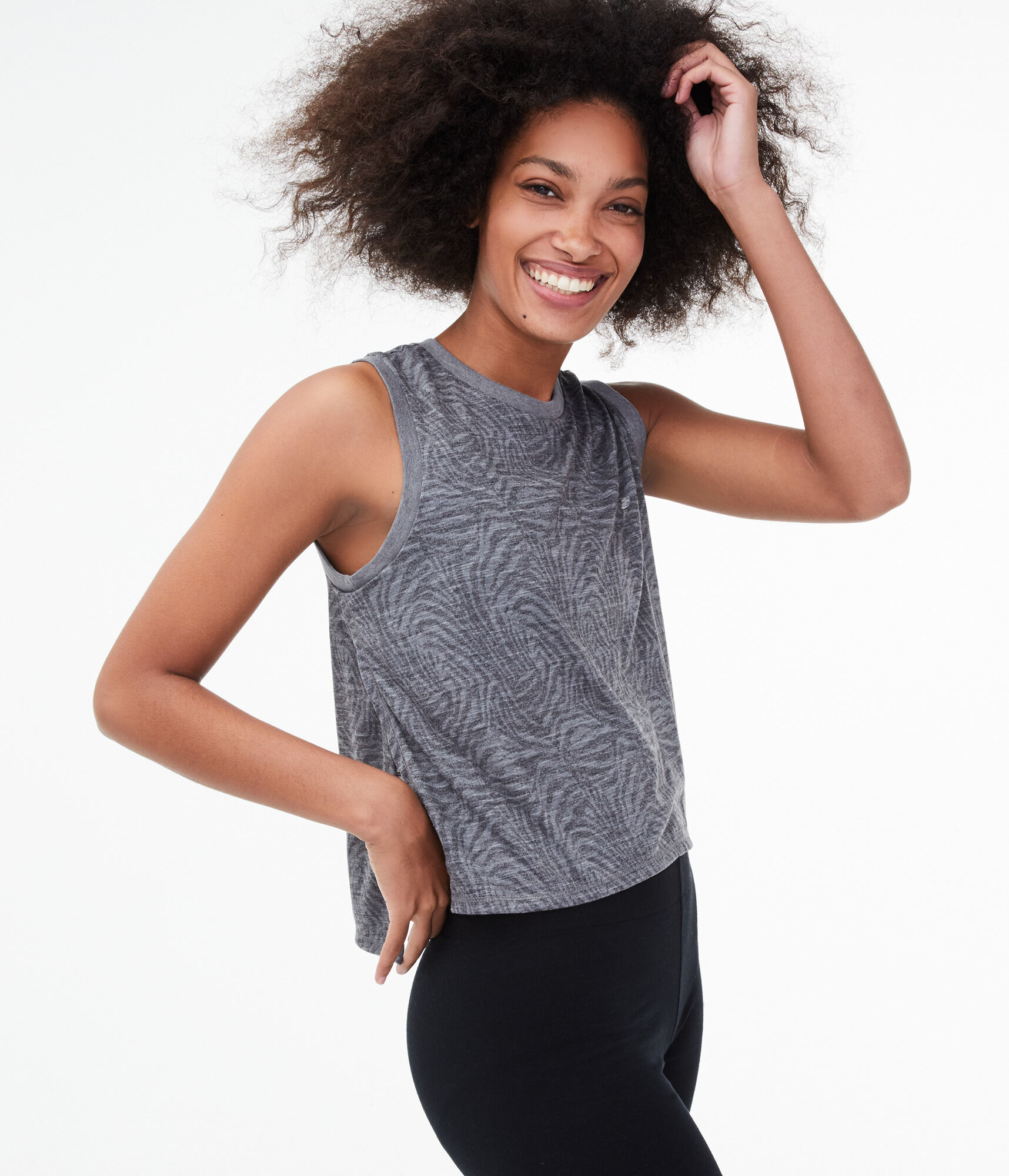 Tiger Stripe Side-Slit Muscle Tank