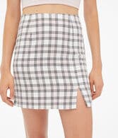 Plaid Notch High-Waisted Mini Skirt
