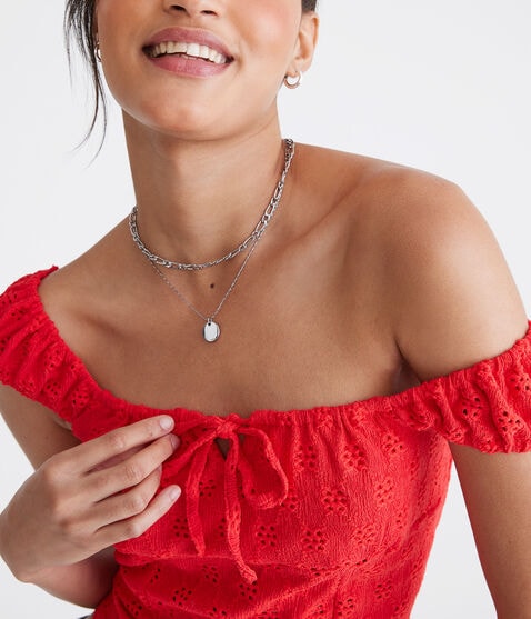 Eyelet Square-Neck Crop Top Eyelet Square-Neck Crop Top