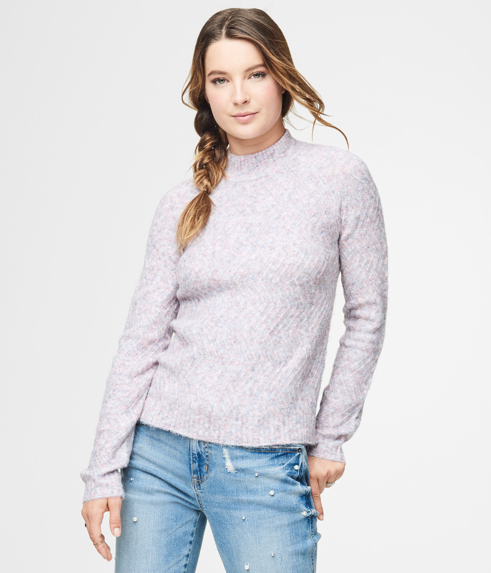 Zig-Zag Mock-Neck Sweater