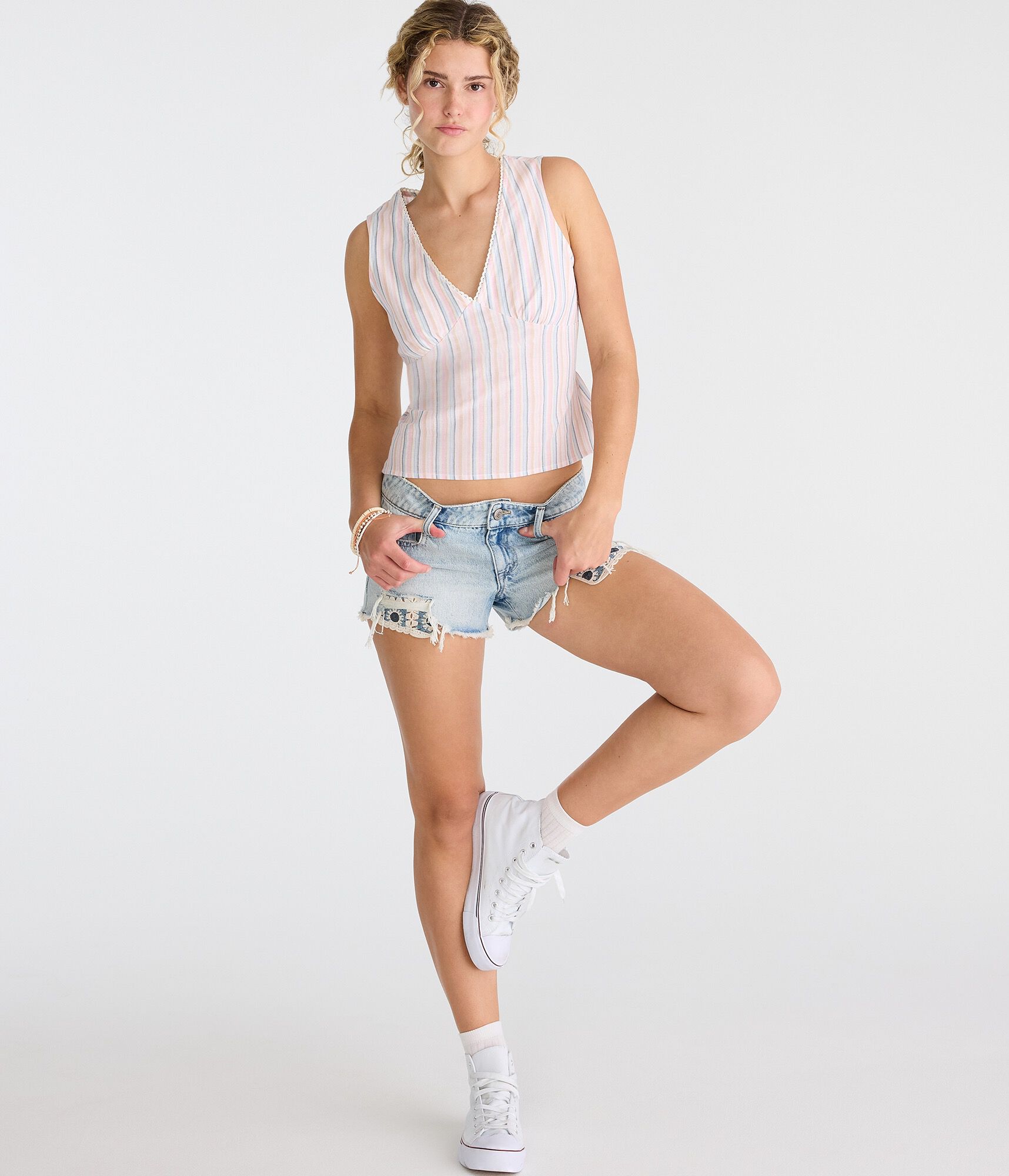 Vintage Low-Rise Denim Shorty Shorts