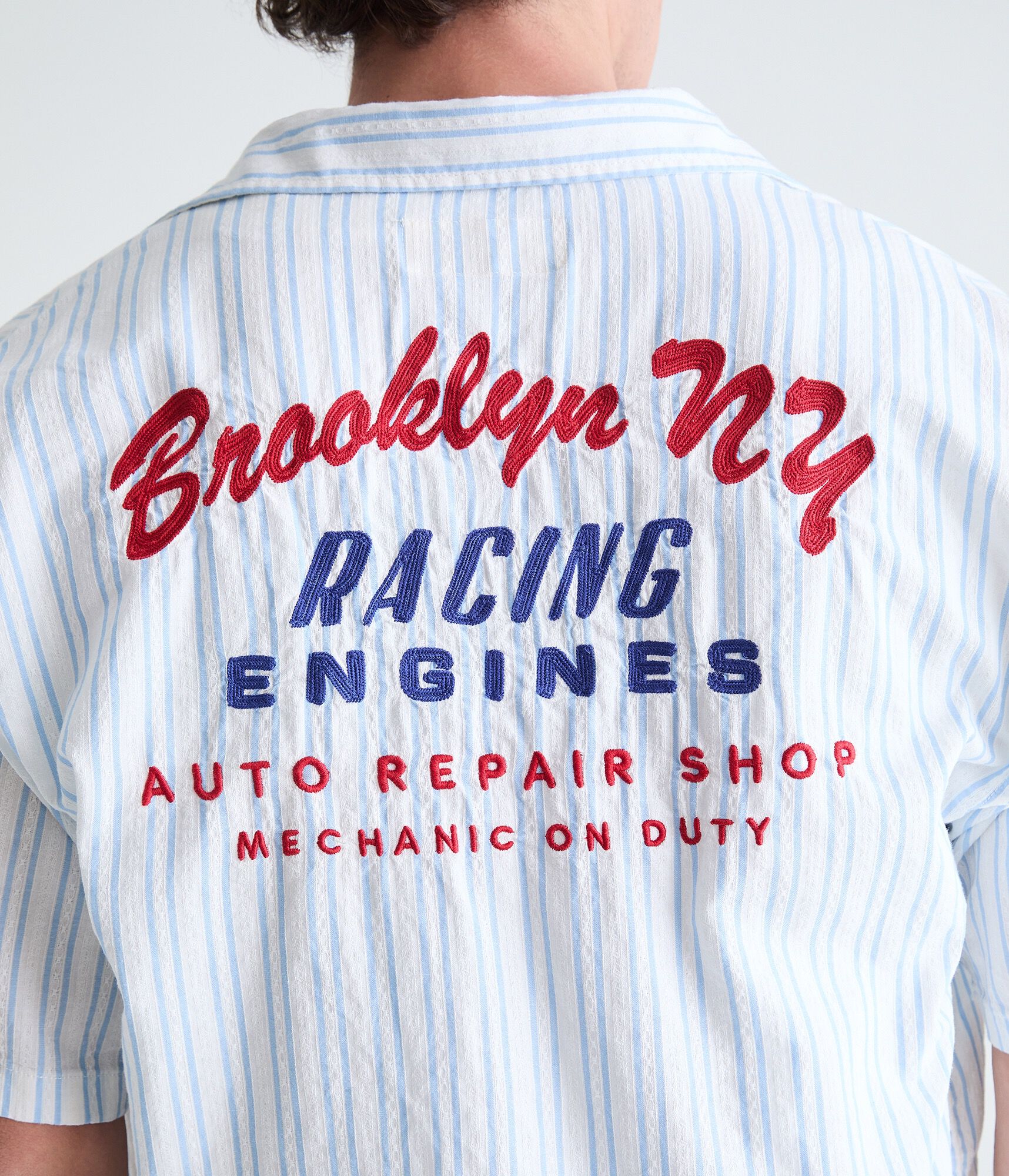 Racing Engines Striped Boxy Shirt