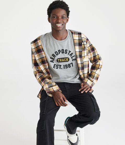 Aeropostale Track Appliqué Graphic Tee