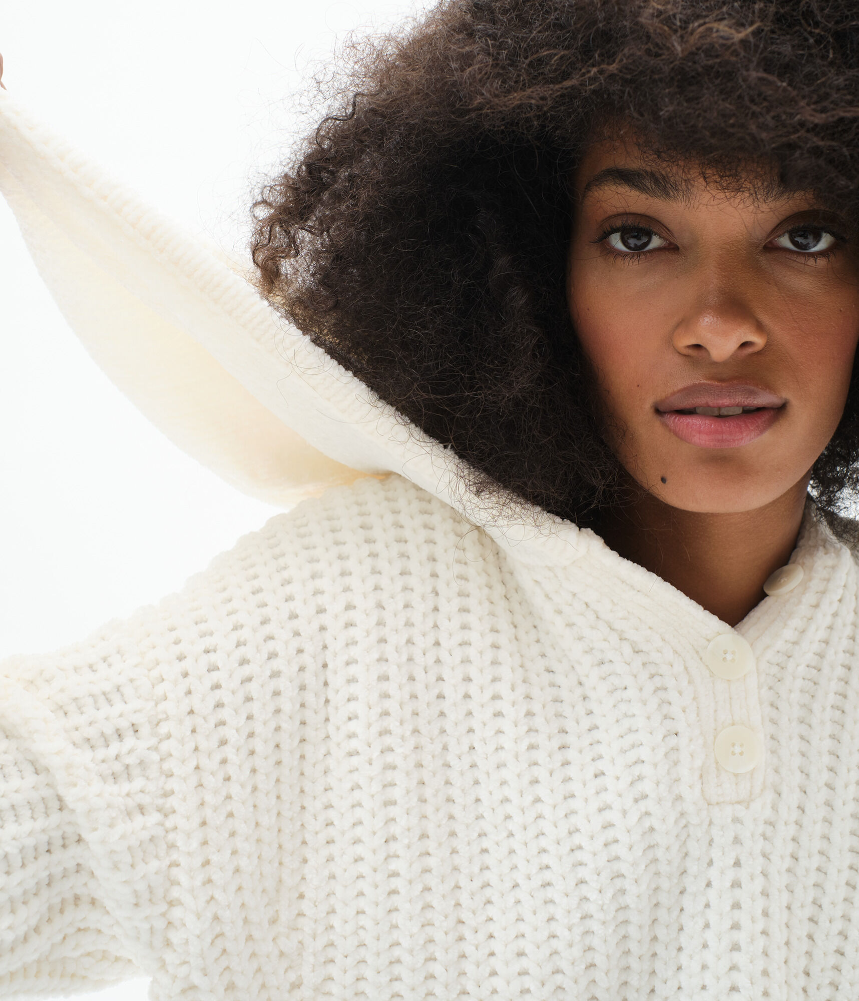 Chenille Henley Pullover Hoodie