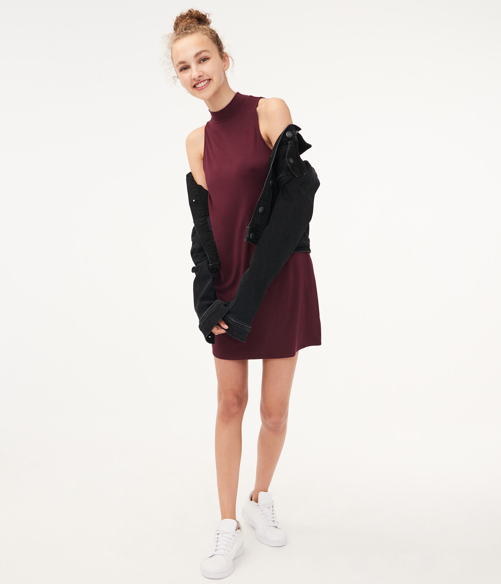 Seriously Soft Mock-Neck Swing Dress