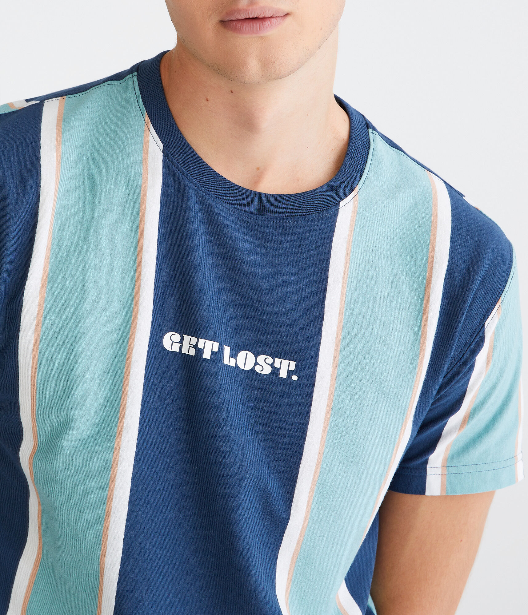 Get Lost Vertical Stripe Graphic Tee