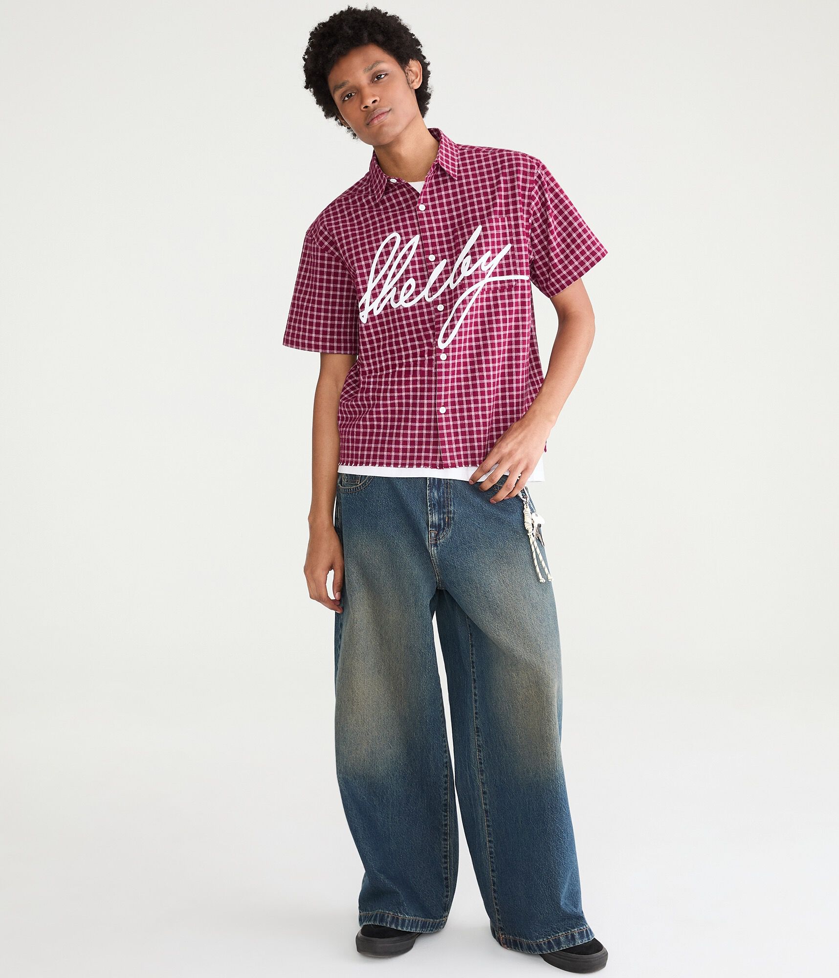 Shelby Microplaid Boxy Shirt