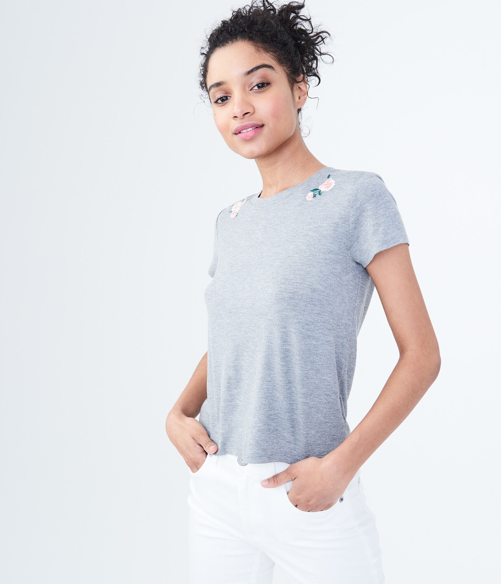 Seriously Soft Floral Embroidered Girl Tee