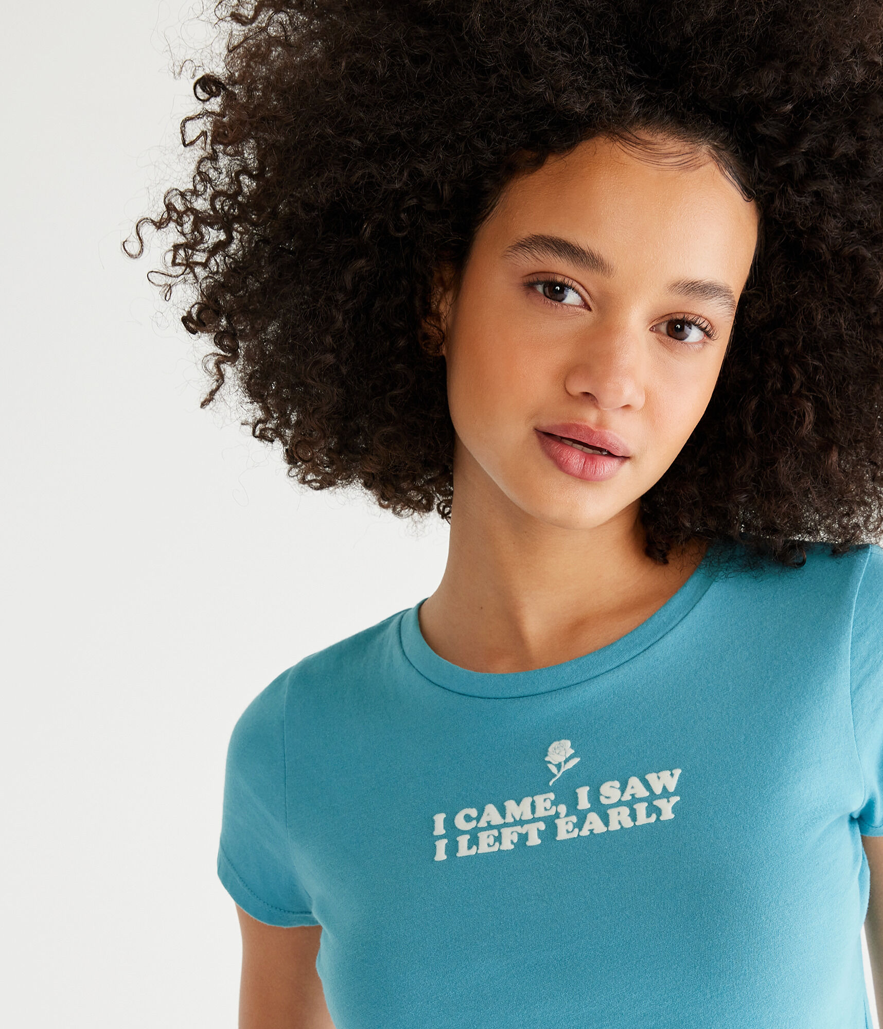 I Left Early Flocked Cropped Baby Tee