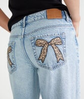 Low-Rise Baggy Wide Leg Bow Pocket Jean