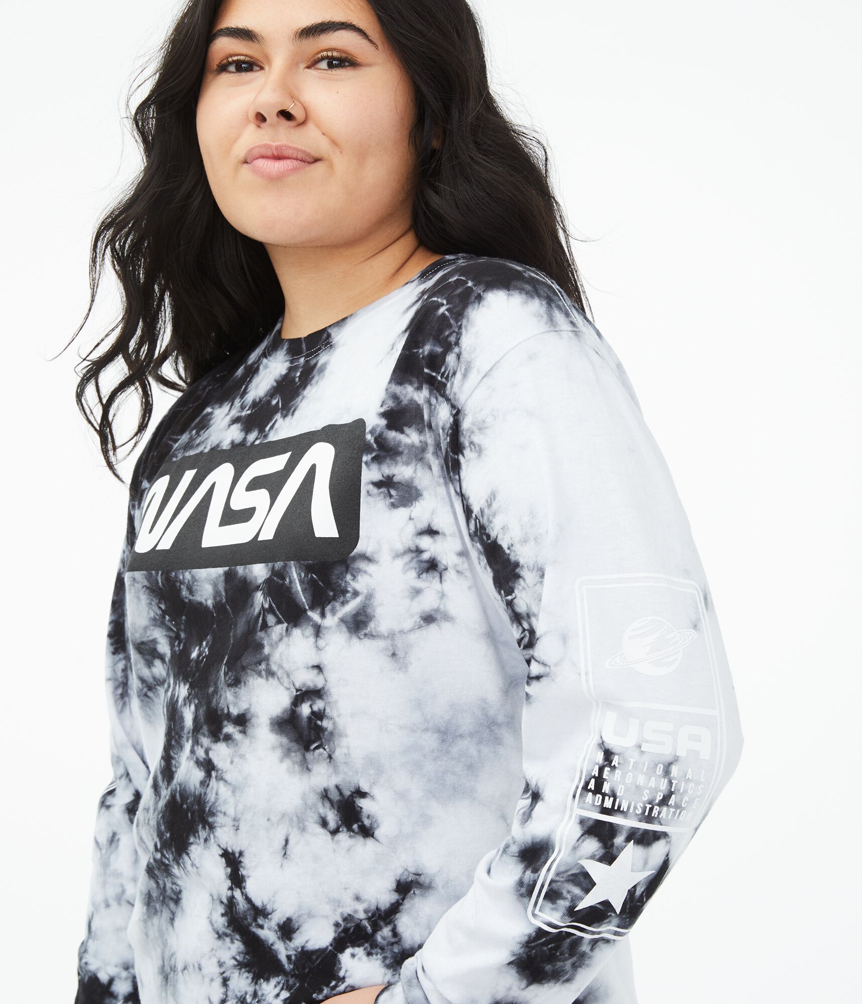 Long Sleeve NASA Tie-Dye Boyfriend 