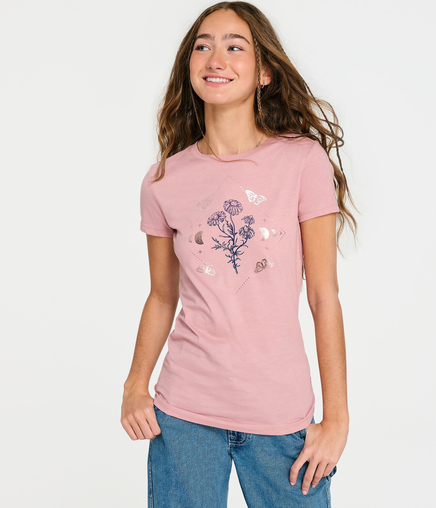 Floral Butterfly Foil Graphic Tee