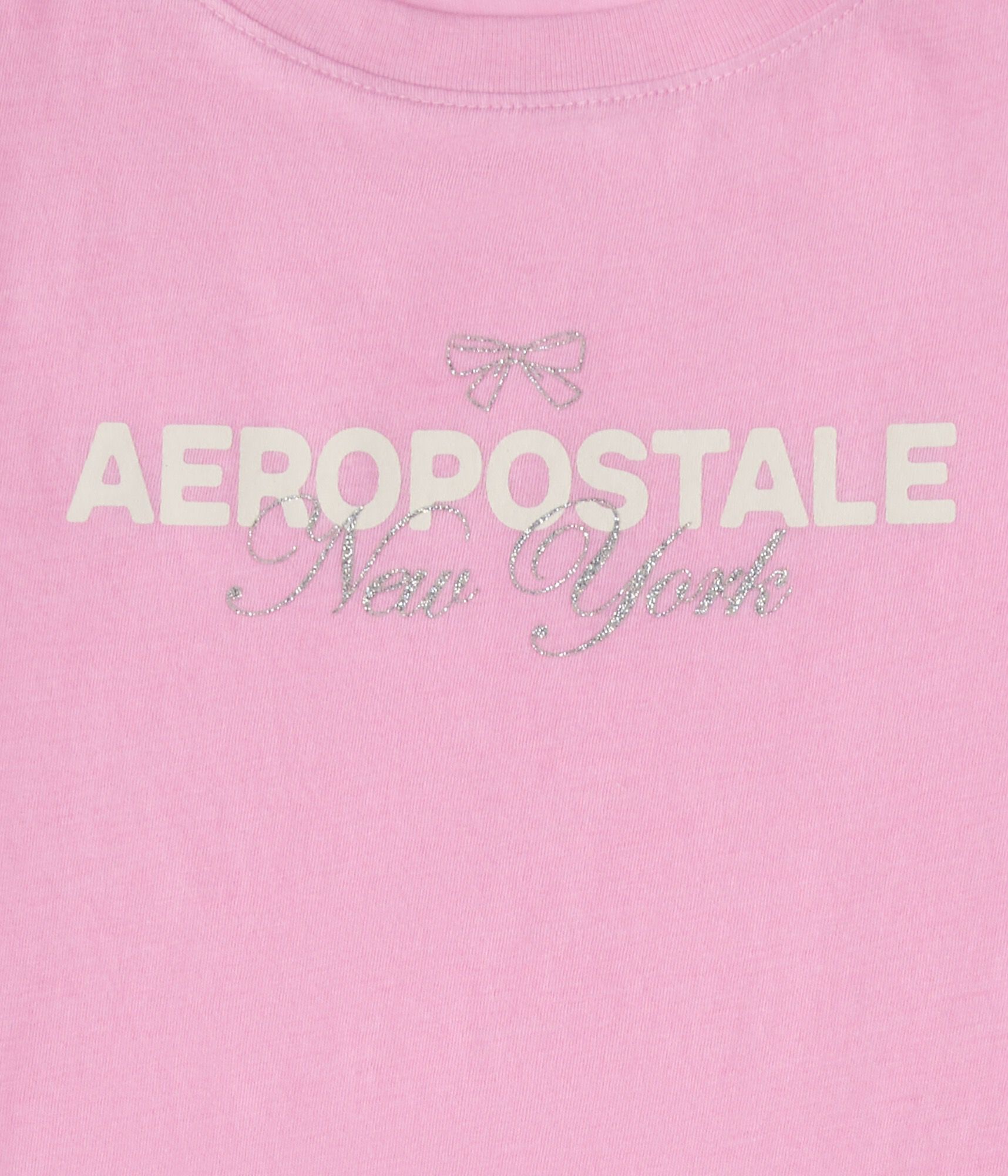 Aeropostale Bow Glitter Graphic Tee