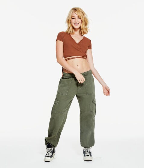 Surplice Tie-Front Crop Top
