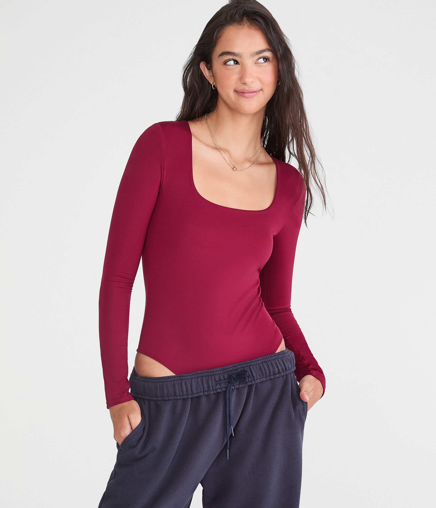 Long Sleeve Buttery Soft Square-Neck Bodysuit