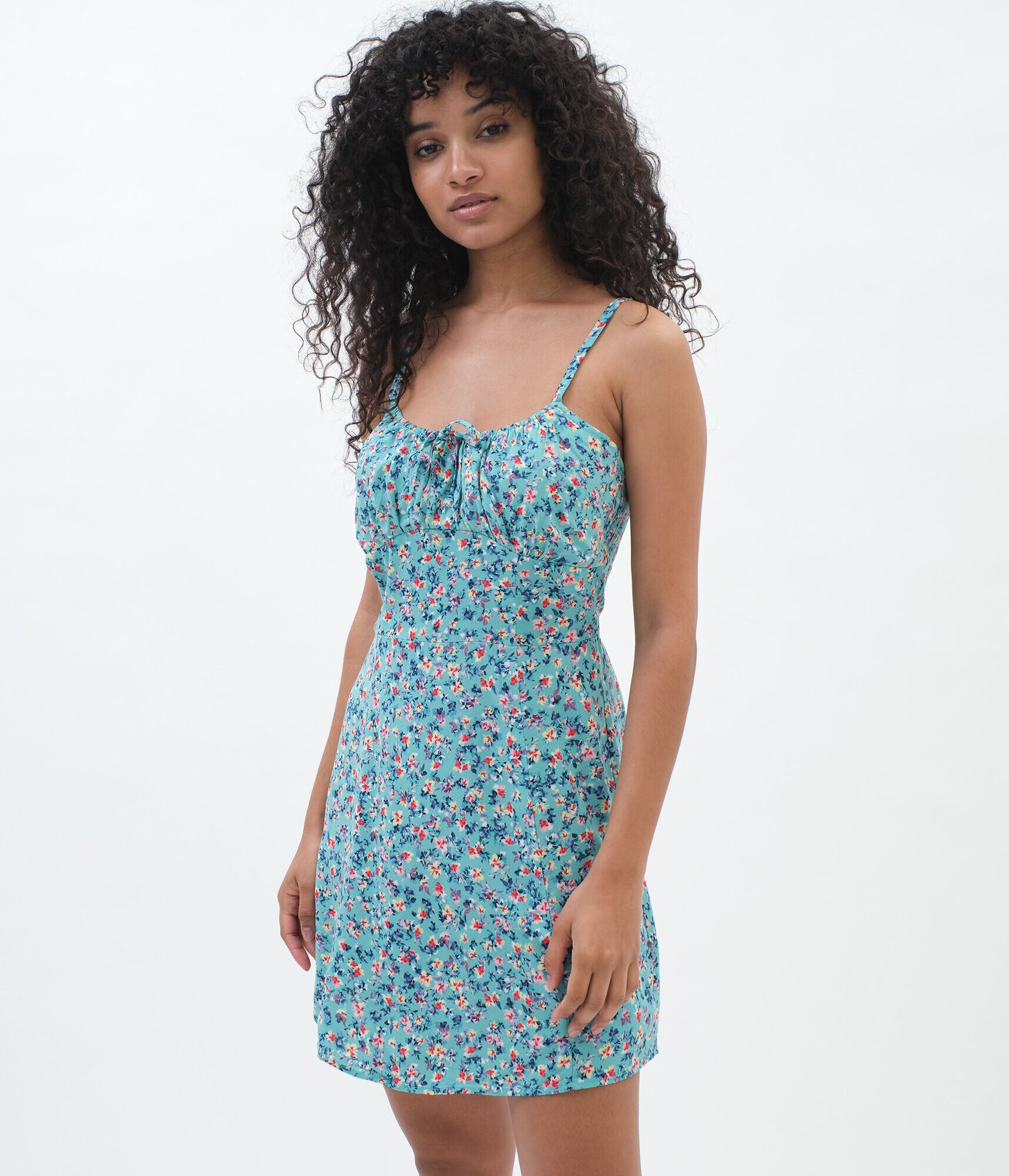 Floral Tie-Neck Empire Dress***