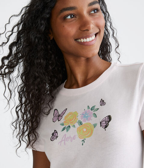 Aeropostale Butterfly Flowers Graphic Tee Aeropostale Butterfly Flowers Graphic Tee
