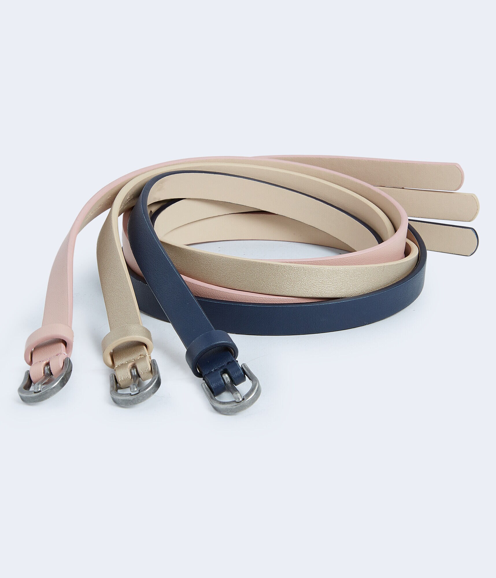 Blush Faux Leather Skinny Belt 3-Pack
