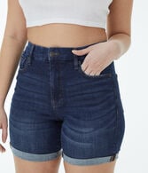 Premium Seriously Stretchy High-Rise Curvy Denim Bermuda Shorts