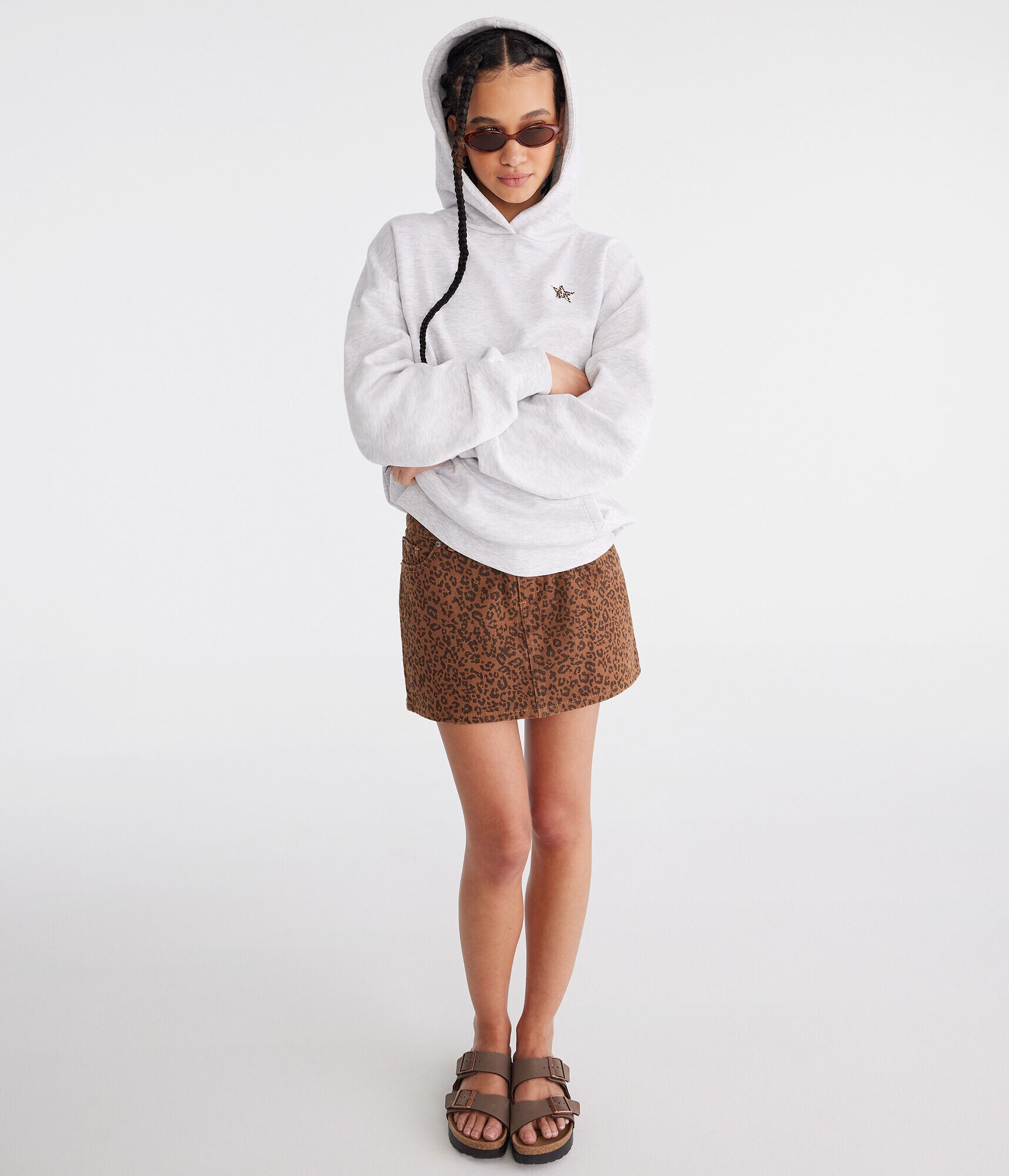 Leopard Star Oversized Pullover Hoodie