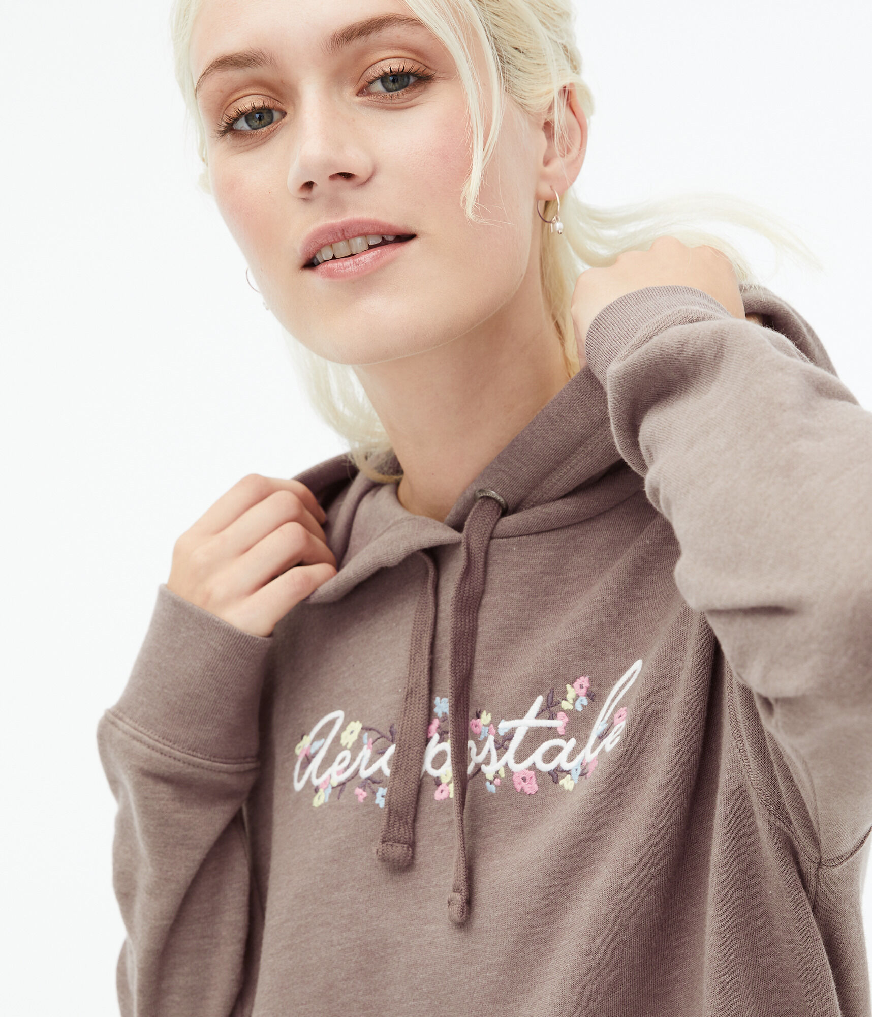 Aeropostale Script Floral Pullover Hoodie
