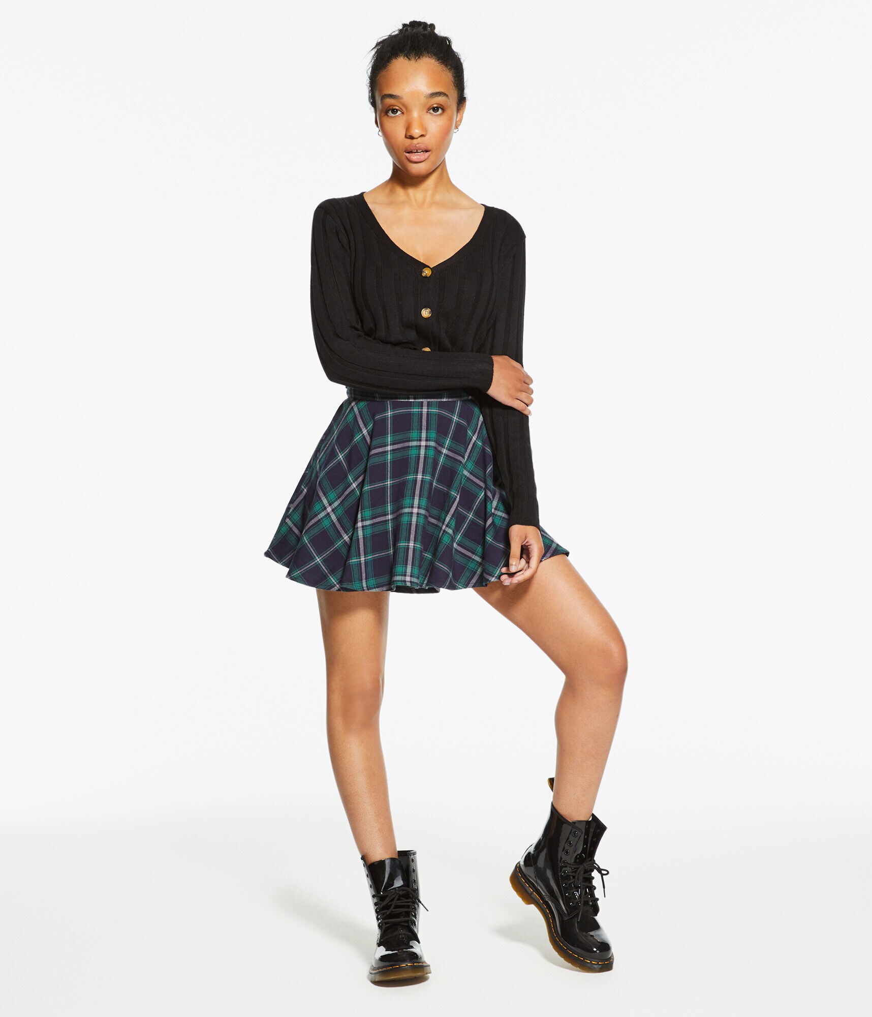 スカート Melange Flannel Skirt Checkered Past Belted Drop-Waist Plaid Maxi Skirt