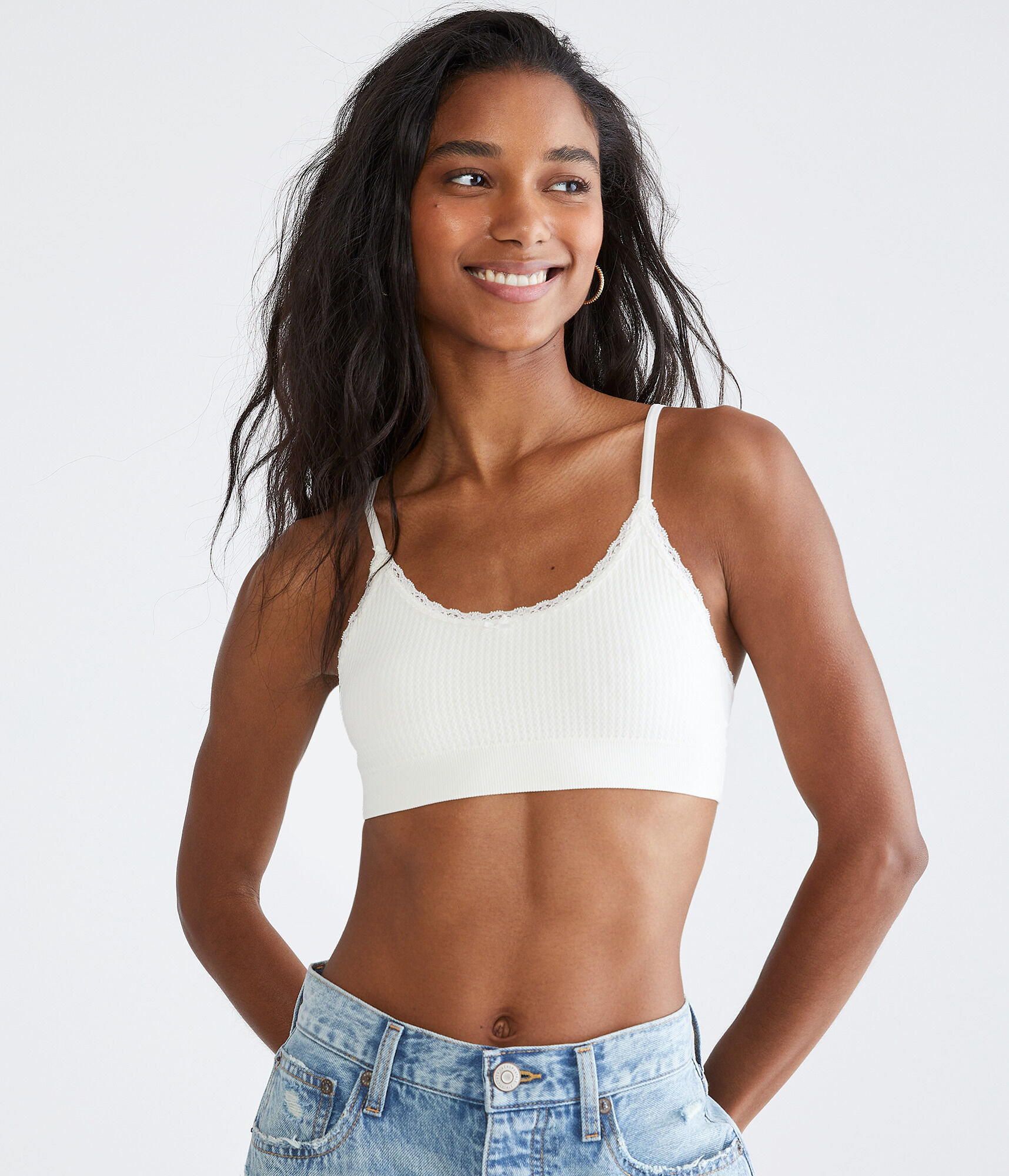 Seamless Lace-Trim Scoop Bralette