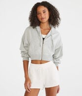Oversized Cropped Full-Zip Hoodie