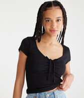 Cinched Scoop-Neck Tee