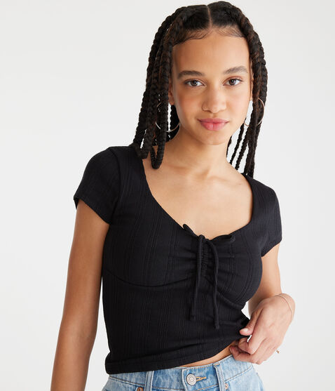 Cinched Scoop-Neck Tee