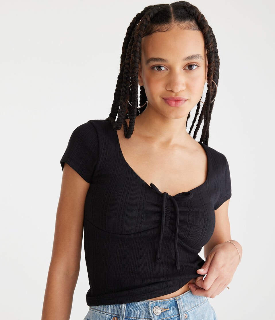 Cinched Scoop-Neck Tee