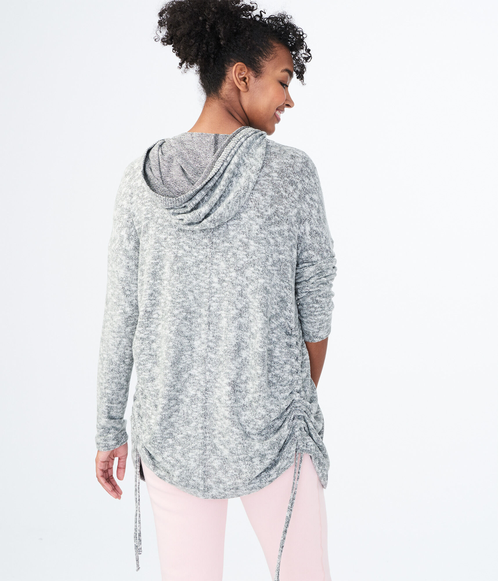LLD Ruched Hooded Cardigan