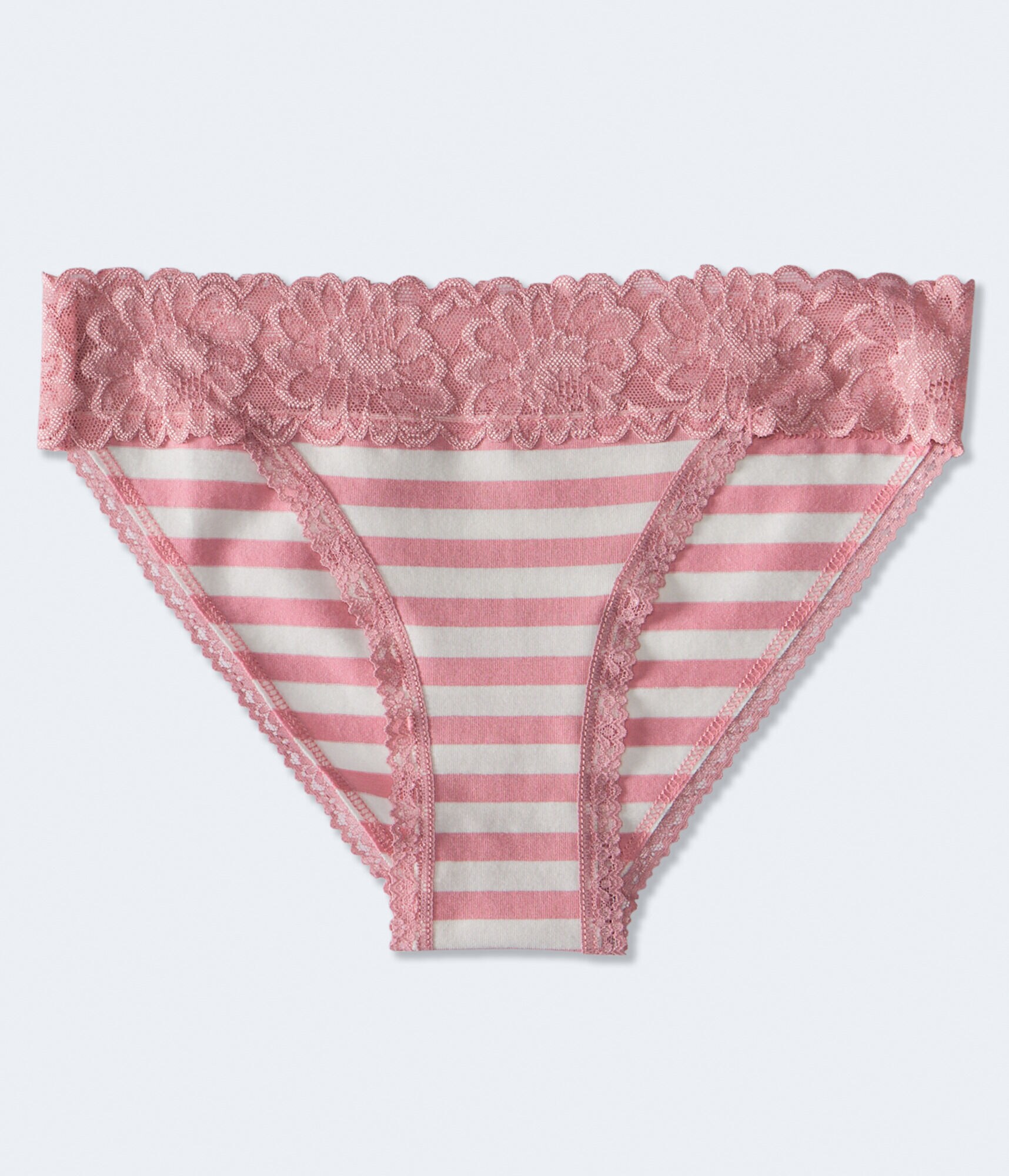 Striped Lace-Trim Bikini