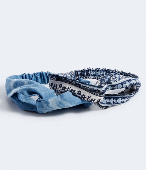 Floral & Tie-Dye Denim Twist Headband 2-Pack Floral & Tie-Dye Denim Twist Headband 2-Pack