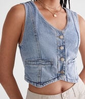 Cropped Denim Vest