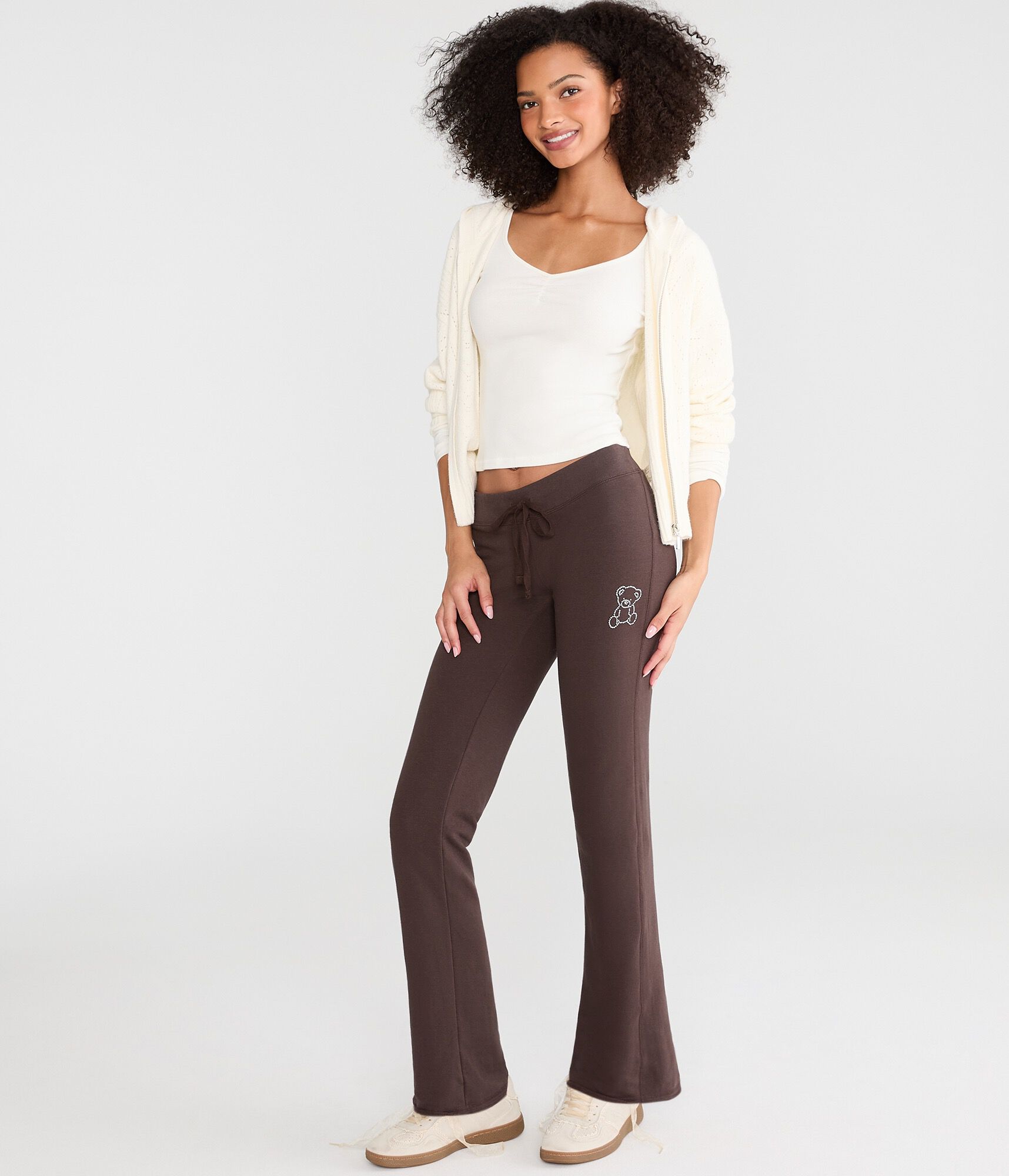 Cloud Soft Rhinestone Teddy Fit & Flare Sweatpants