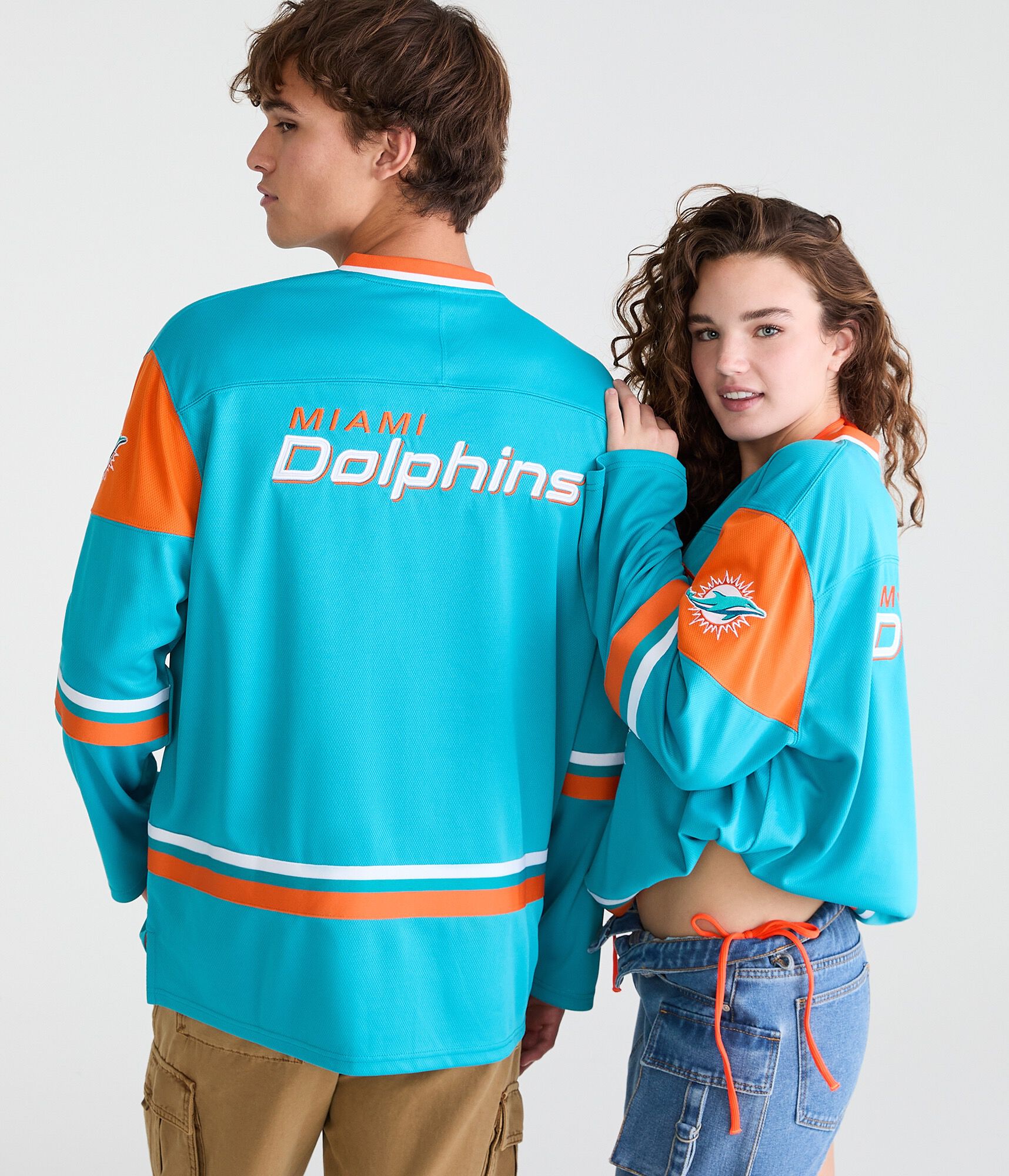 Long Sleeve Miami Dolphins V-Neck Top