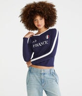 Long Sleeve France Graphic Baby Tee