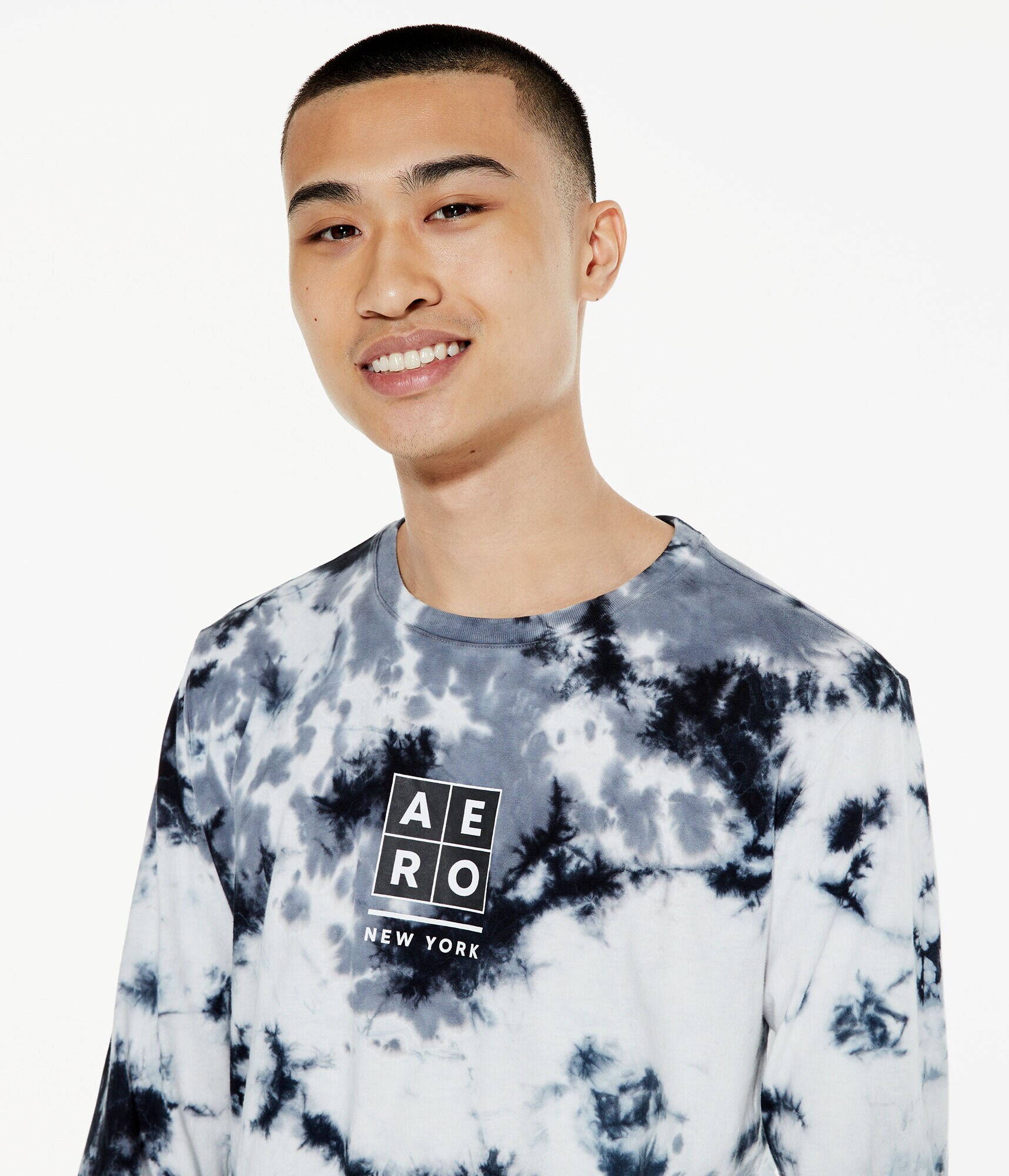 Long Sleeve Aero Box Logo Tie-Dye Graphic Tee