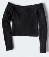 Long Sleeve Seamless Off-The-Shoulder Crop Top