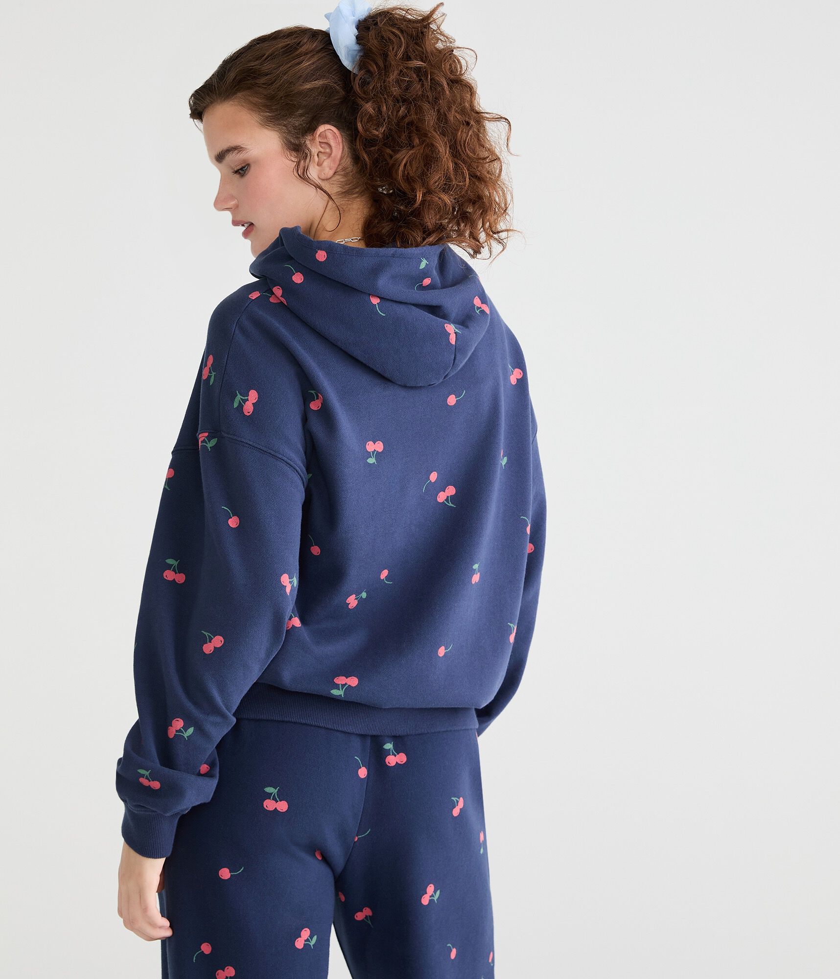 Cloud Soft Cherry Print Pullover Hoodie