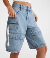 Denim Cargo Bermuda Shorts