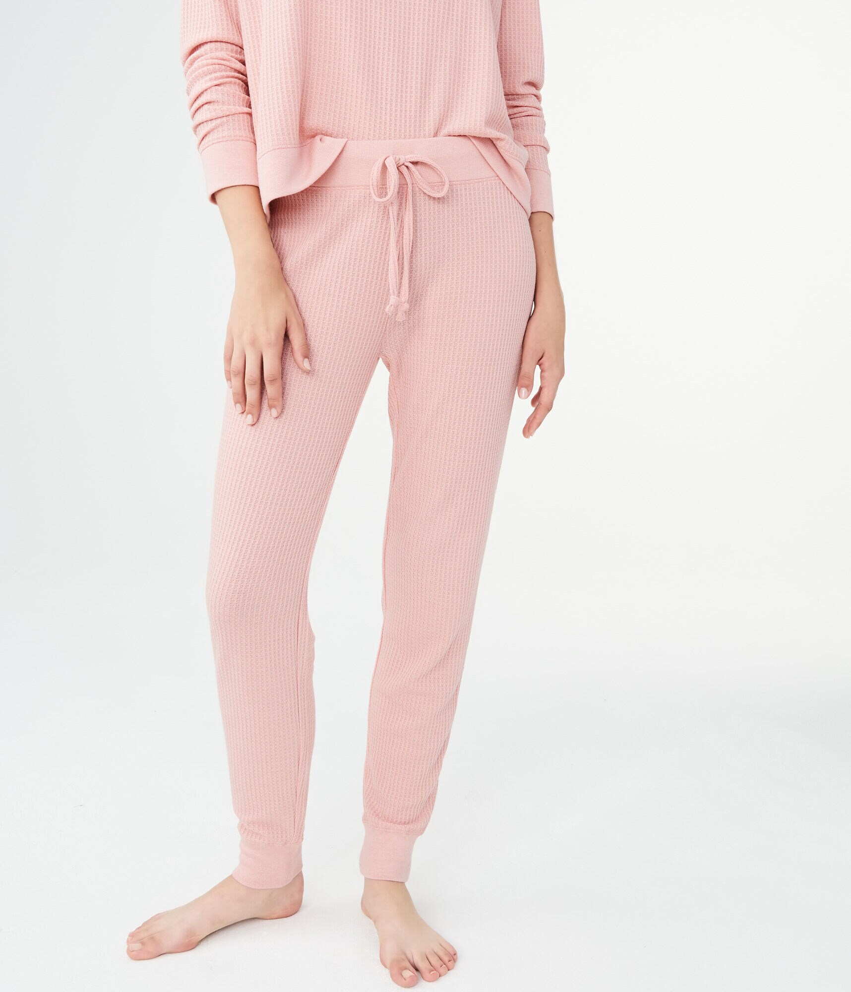 Solid Waffle-Knit Joggers