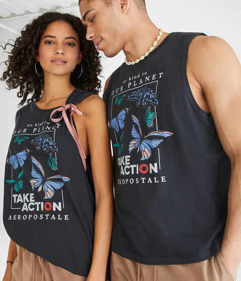AERO | GLOBAL CITIZEN® Butterflies Relaxed Muscle Tank