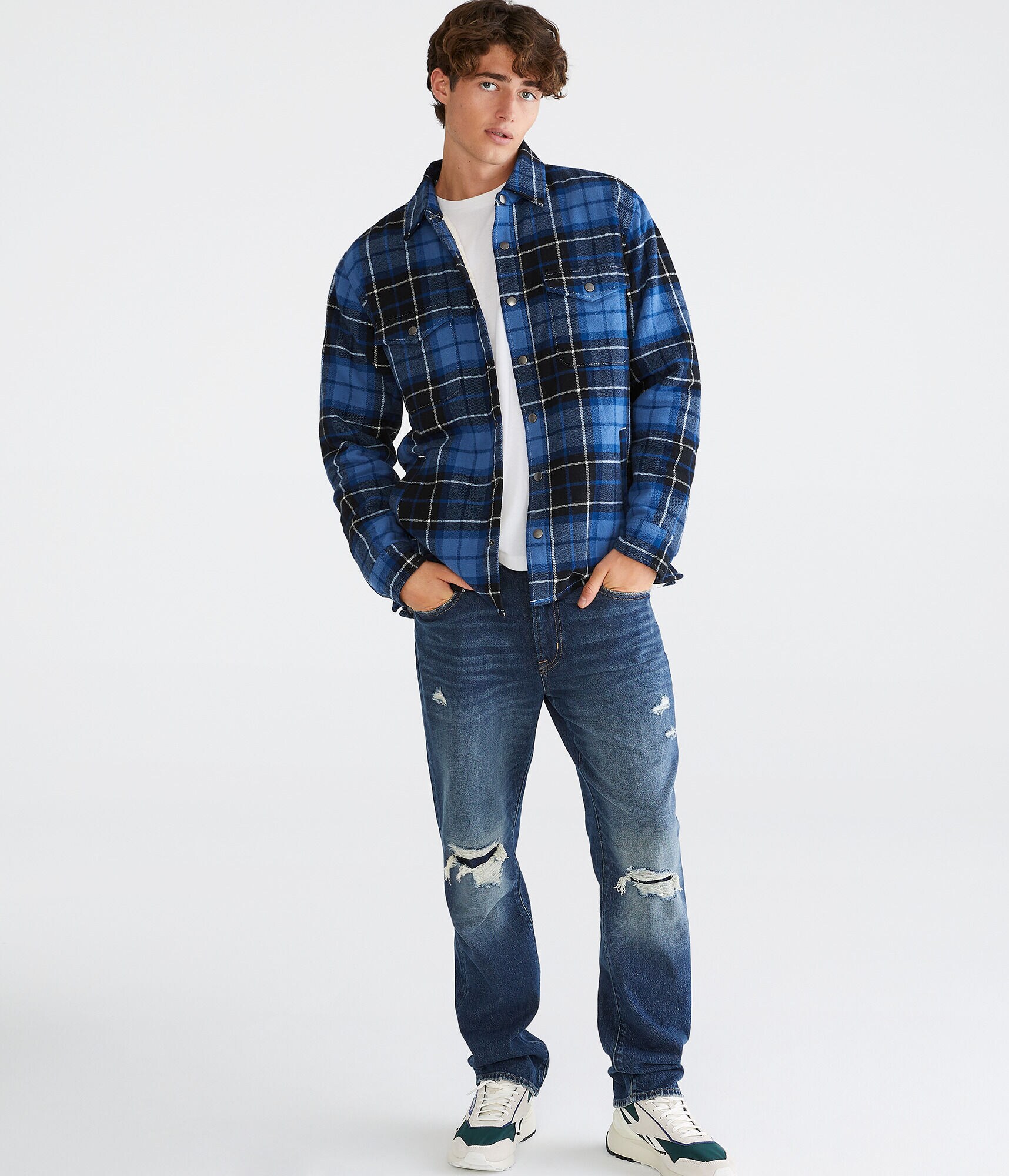 Plaid Flannel Sherpa-Lined Shacket