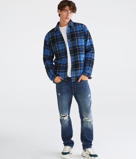 Plaid Flannel Sherpa-Lined Shacket Plaid Flannel Sherpa-Lined Shacket