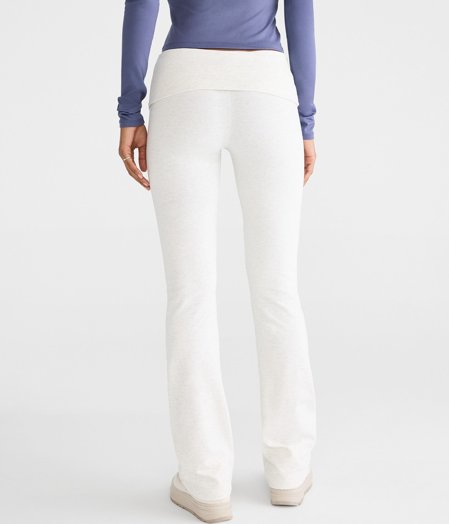 Mid-Rise Fold-Over Bootcut Pants