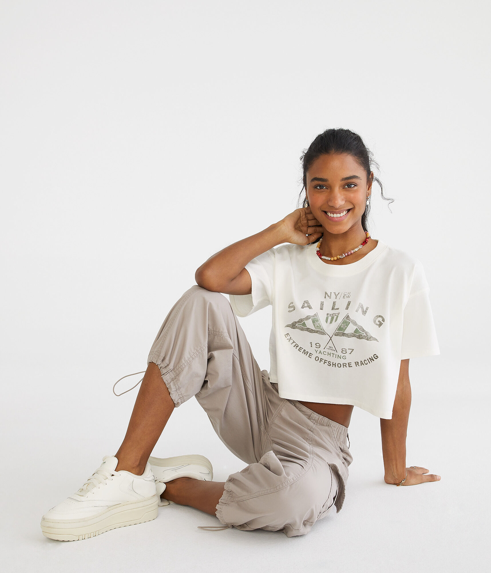 Sailing Club Cropped Boyfriend Graphic Tee