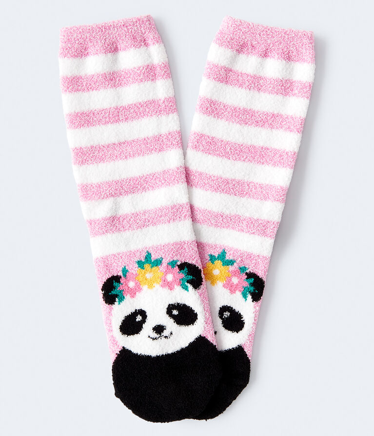 Panda Fuzzy Crew Socks