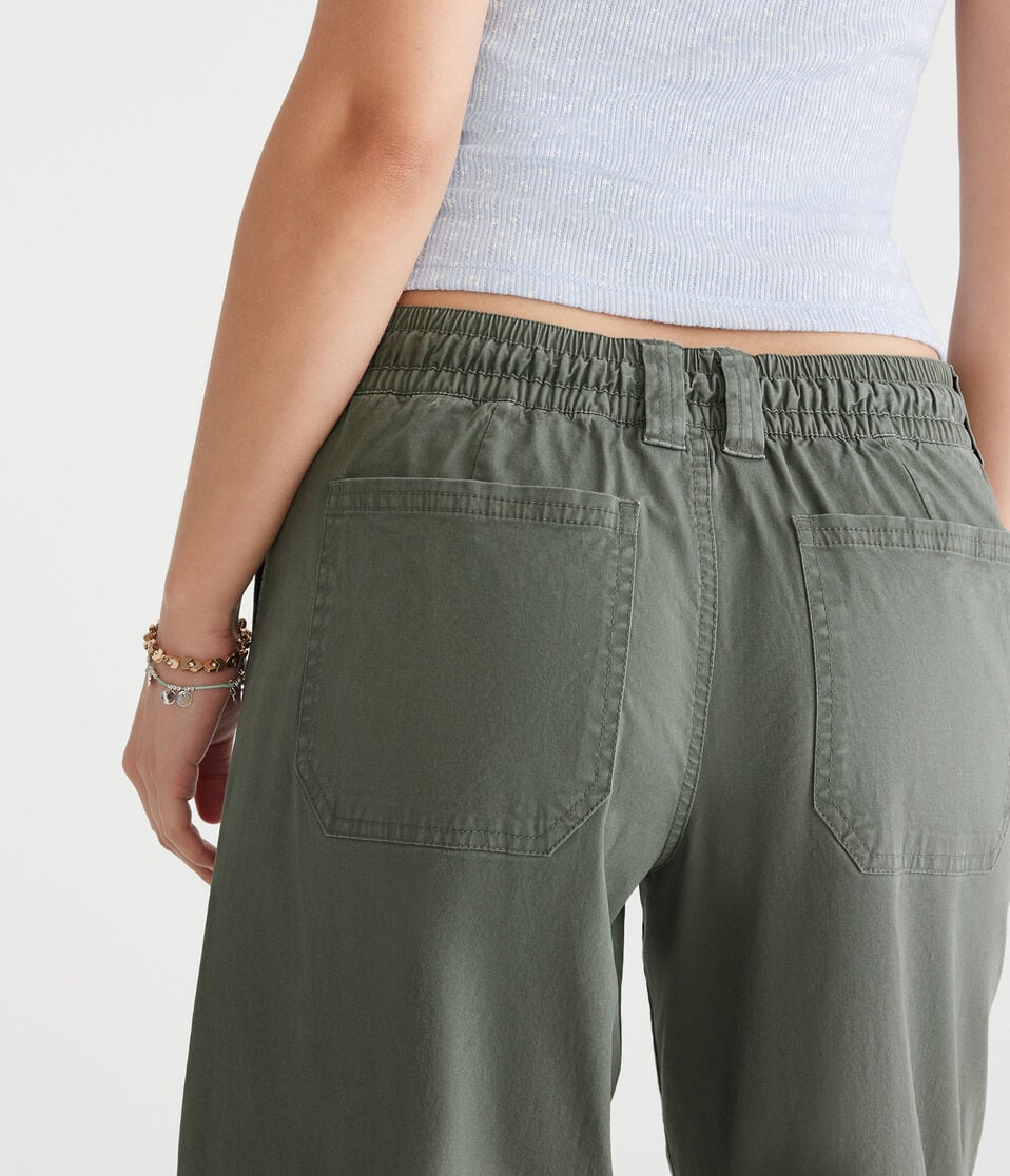 Low-Rise Twill Wide Leg Pants